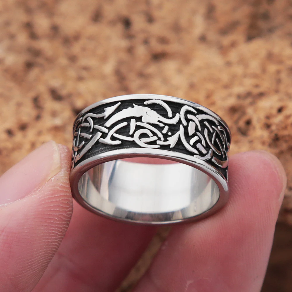 

Vintage Viking Ring For Men Women Nordic Classic Celtics Knot Wolf Ring Stainless Steel Biker Amulet Jewelry Gift Wholesale