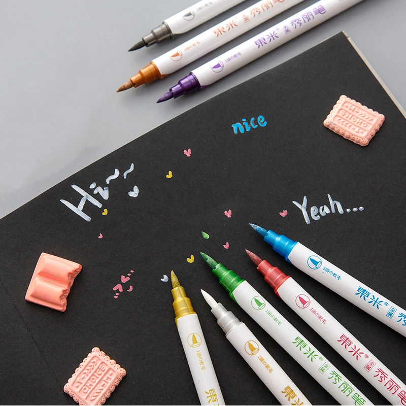 Набор металлических кистей ручек двусторонние маркеры мягкая кисть средняя