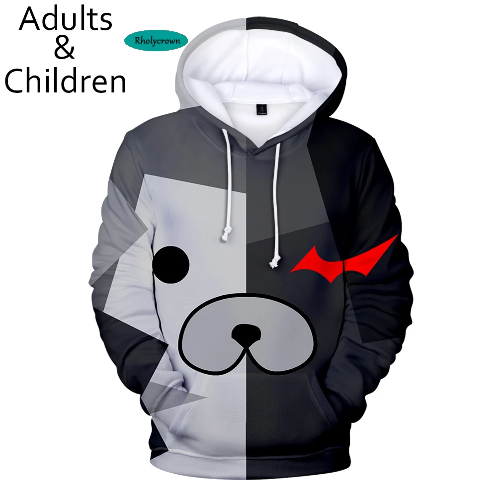 3D monokuma men and women hoodies boys and girls fashion pullovers autumn and winter casual children's casual anime sweatshirt