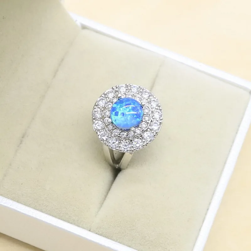 Серебро 925 белый опал Дубай ювелирные наборы для женщин ожерелье серьги кольцо с