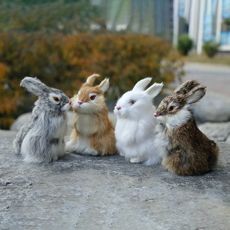 

Simulation Animal Doll Plush Fur Rabbit Toy Kids Gift Home Creative Ornaments Crafts Lovely Lifelike Easter Bunny Photo Props