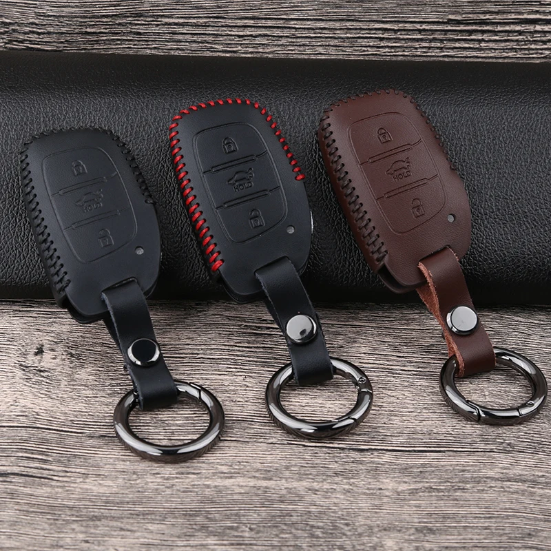 Кожаный чехол ключа дистанционного управления автомобилем для Hyundai Tucson Creta ix25 i10