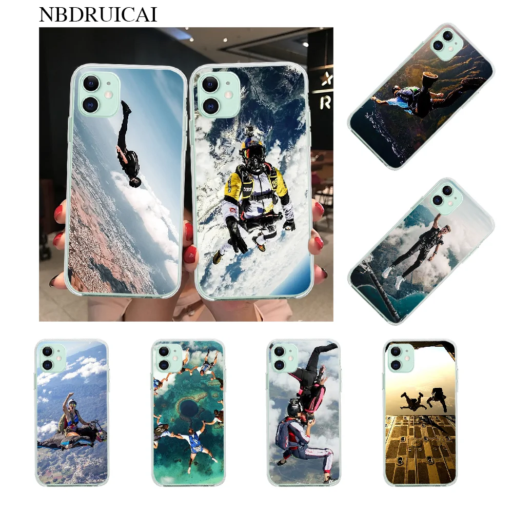 Мягкий резиновый Чехол NBDRUICAI из ТПУ с парашютным прыжком для телефона iPhone 11 pro XS MAX