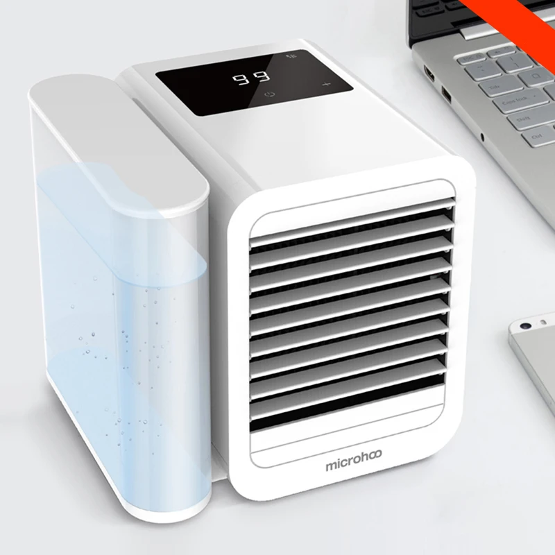 

Microhoo 3 в 1 кондиционер с водяным охлаждением, энергосберегающий сенсорный экран с таймером, стандартный настольный вентилятор