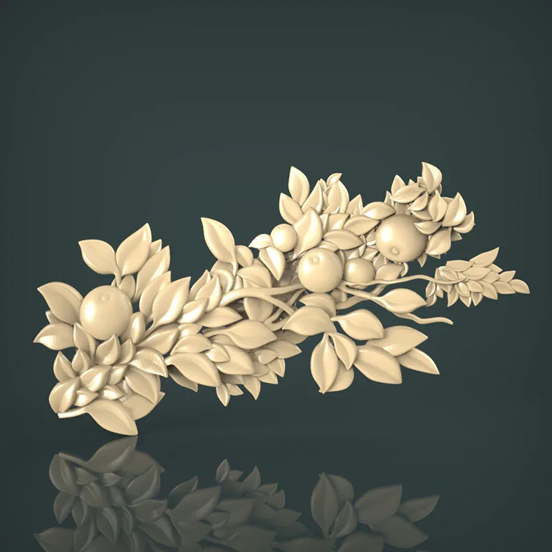 3D модель веток и листьев Apple рельеф для резной фигуры с ЧПУ скульптурный станок в