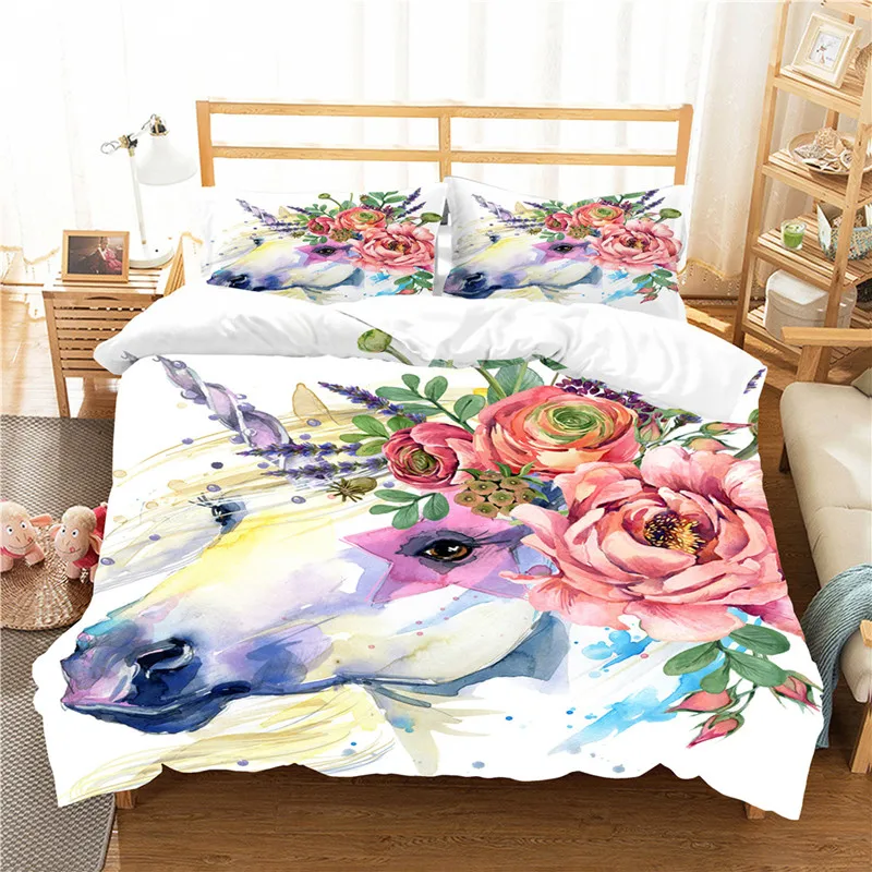 

3D Unicorn Series Bedding 2/3 Piece Bedding Kit Full Size Bed Set Duvet Cover Sets