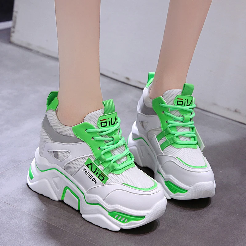 Высота каблука 10 см/3 9 высота Кроссовки на танкетке Модная женская обувь толстом