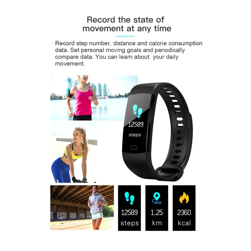 Y5 смарт-браслет пульсометр фитнес Смарт-браслет трекер активности шагомер