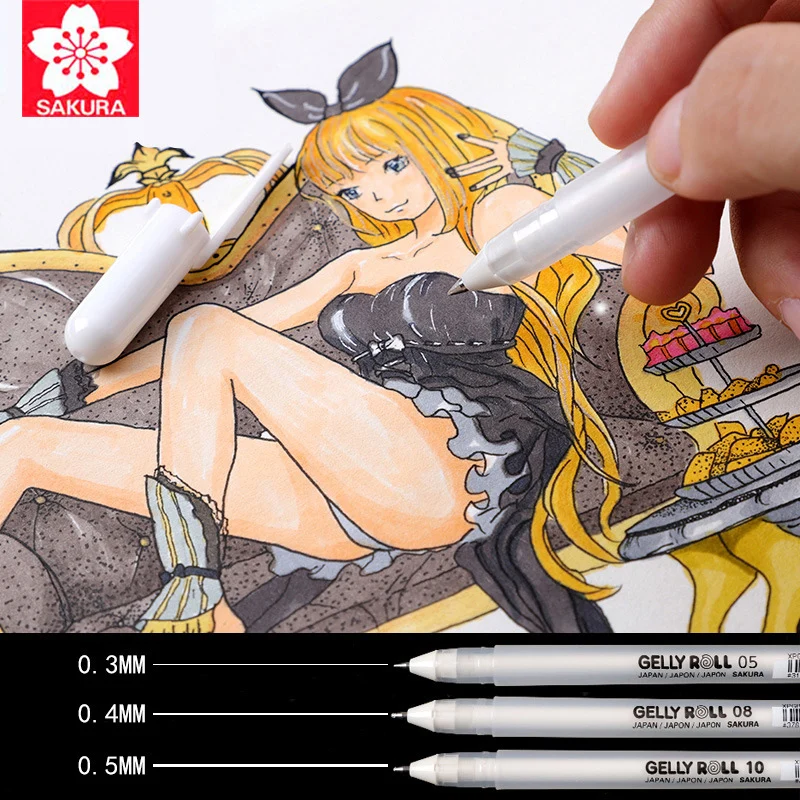 Sakura белая Золотая Серебряная желтая рулон Классическая Ручка для выделения