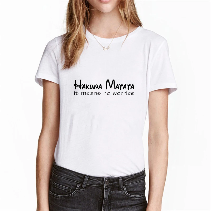 Showtly Hakuna Matata Women Harajuku Ullzang the lion king T-shirt Femme Homme Summer Tshirt Fashion Top Tee Female T Shirt