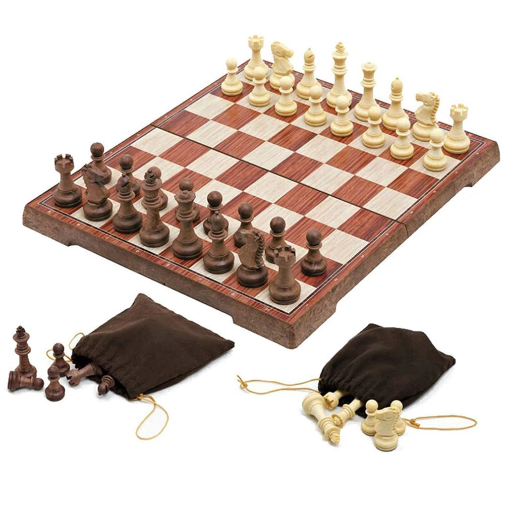 

Magnetic Chess Foldable Portable Family Board Development Intellectual Chess Card Games Children's Educational Wooden Toys