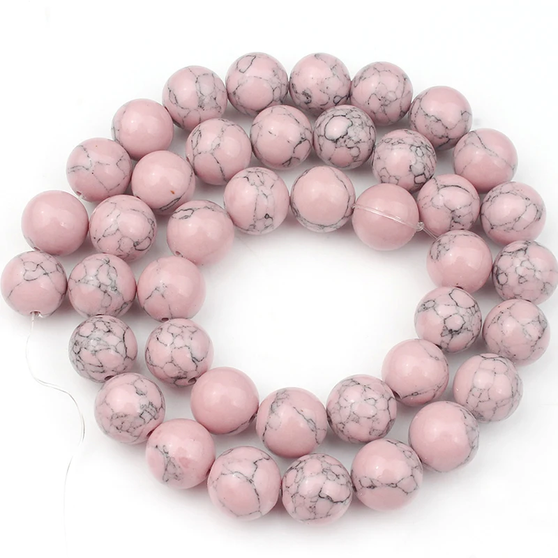 Light Pink Розовый Белый Синий Бирюзовый говлит Круглые бусины для самостоятельного изготовления ювелирных изделий браслет-Шарм Perles 1" Strand 4 6 8 10 12 мм - Цвет: Light Pink