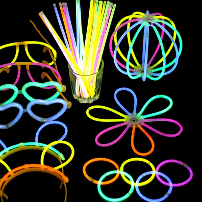 

Светящиеся палочки 100 шт., яркие светящиеся палочки для вечерние, флуоресцентные DIY ожерелье, браслет, неоновые палочки для мероприятий, конц...