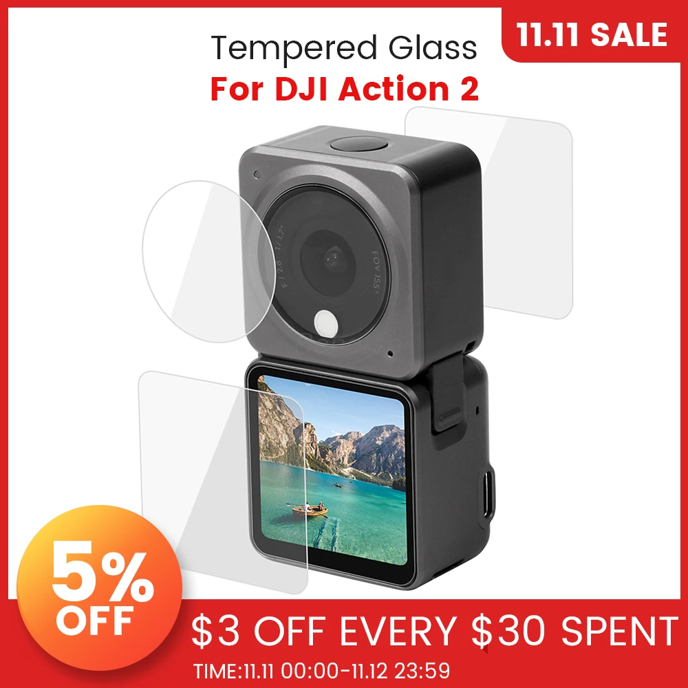 

DJI Action 2 экран 9H закаленное стекло для объектива защитная Пленка чехол для DJI Action 2 Аксессуары для спортивной камеры