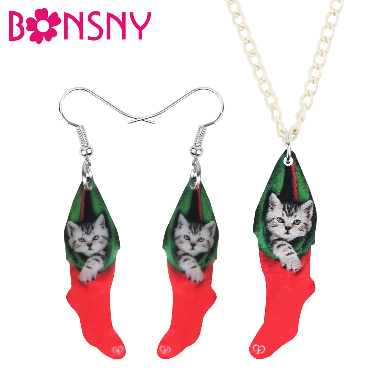 Bonsny акриловые рождественские носки американские короткие волосы кошка