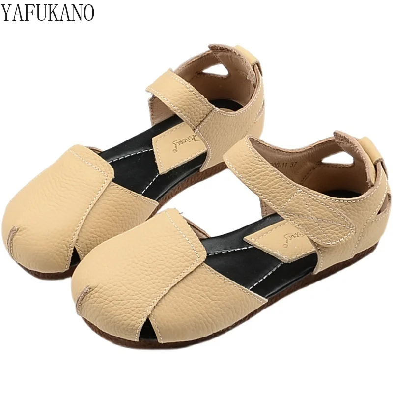 

Literary Retro Flat Sandals Hand-Stitched Soft Sole Comfort Casual Shoes Genuine Leather Roman Shoes Ethnic Style Doll Shoes