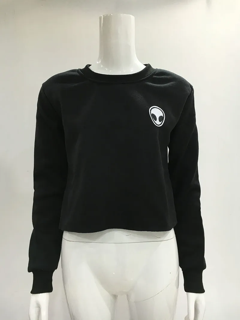 Alien Crop Top Hoodies Sweatshirts 2022 Women Casual Kawaii Harajuku New Sweat Punk For Girls Clothing European Tops Korean