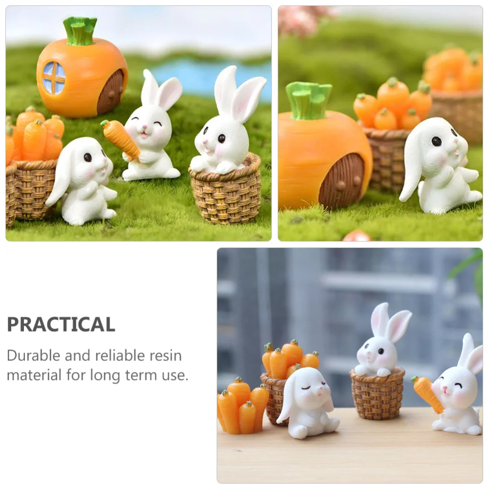 

7Pcs Simulation Rabbit Radish Model Adornment Easter Party Table Craft Decor