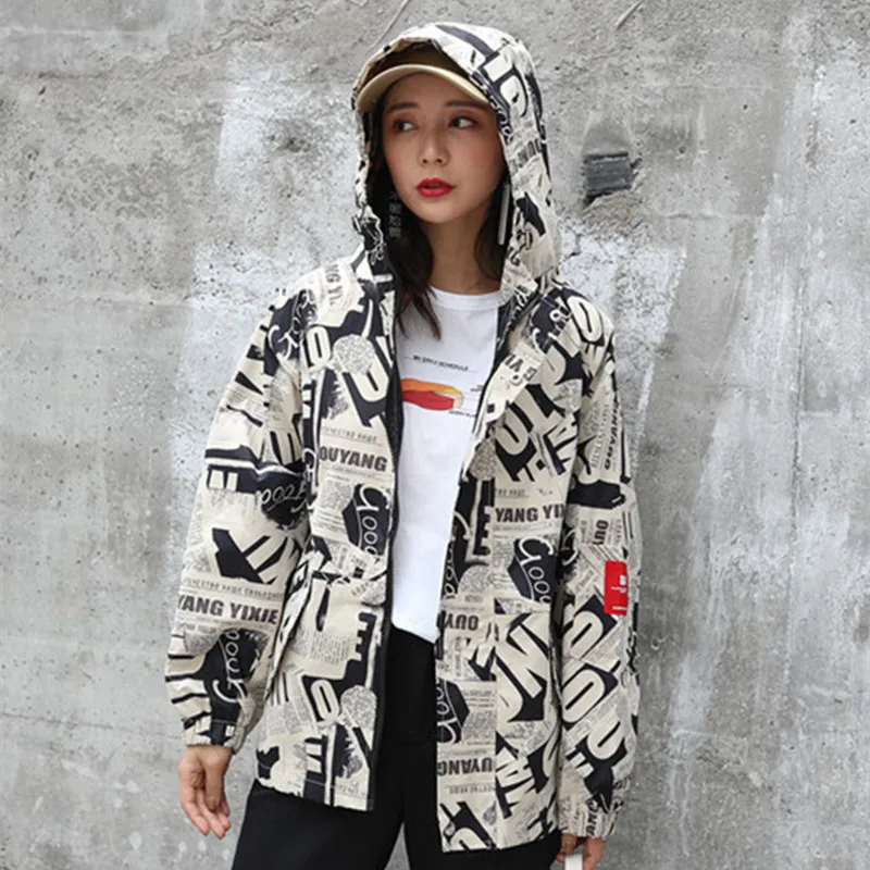 

Женский Камуфляжный костюм в стиле хип-хоп с контрастной подзарядкой, новая свободная куртка для инструментов, ветровка для пары, уличная п...