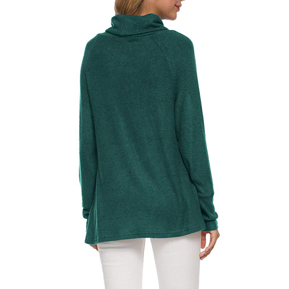 

Party Gift Autumn Winter Solid Street Women Tops Casual Polyester Shopping Long Sleeve Stylish Cowl Neck Loose Fit Dating