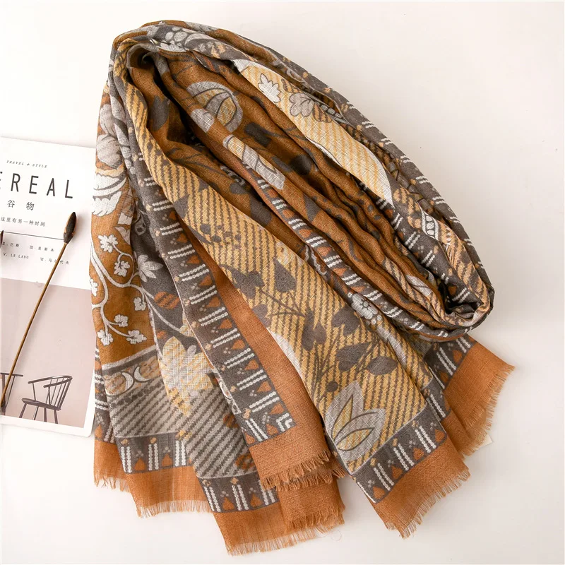 Женский шарф с цветочным принтом размеры 180x90 см | Аксессуары для одежды