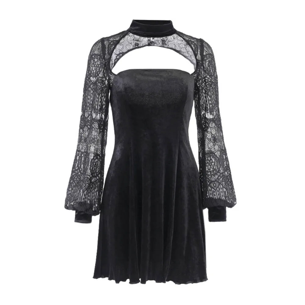 Rosetic женское платье черное сексуальное кружевное платья 2019 готическое высокая