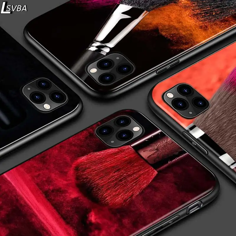 Модный макияж кисти для iPhone 12 Pro Max Mini 11 XS X XR 6S 6 7 8 Plus 5S яркий черный чехол