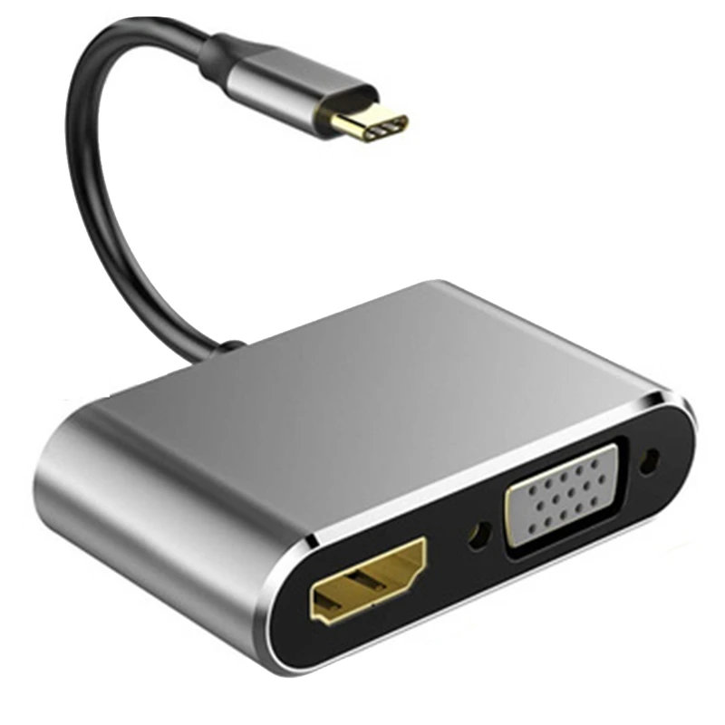 4 в 1 USB C HDMI Тип к адаптер VGA USB3.0 аудио видео конвертер PD 87 Вт быстрое зарядное