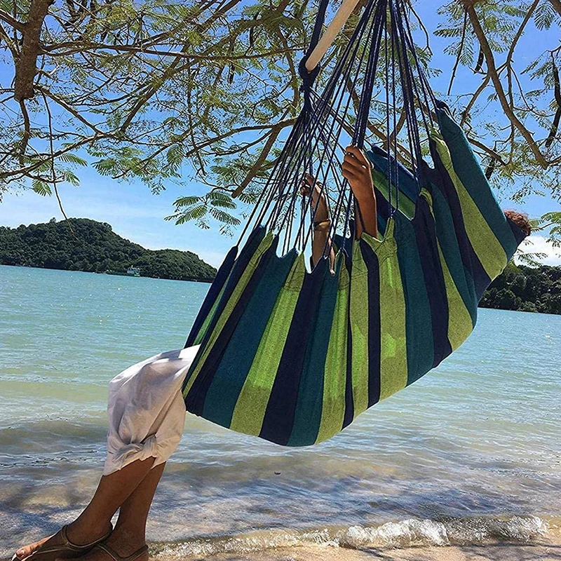 

Portable Hammock Chair Canvas Bed Hammocks Garden Swing Hanging Leisure Lazy Rope Chair Swing Indoor Bedroom Seat Camping