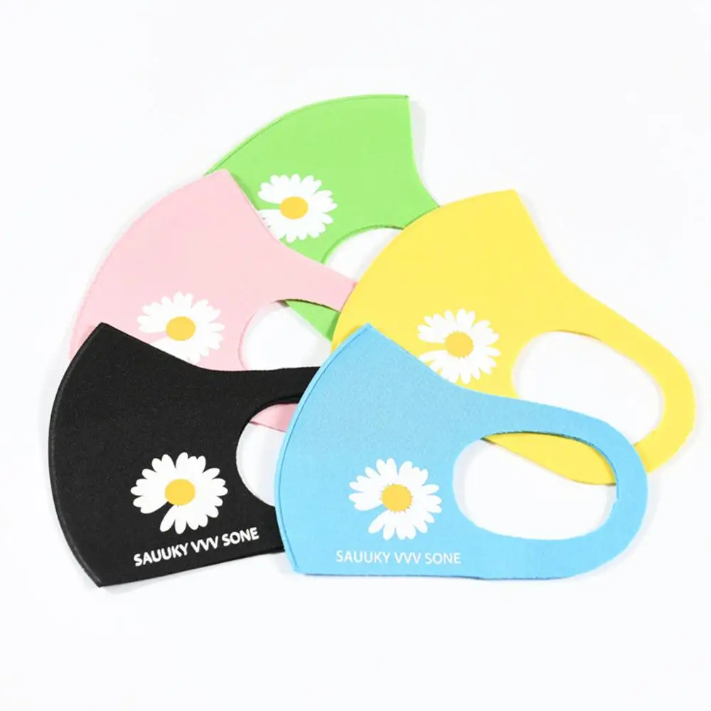 Антипыльная маска на лето, можно стирать, защитная для рта, хлопок, для взрослых и детей, шифон, от тумана, многоразовая, декорированная ромашками, из волокон пространства.