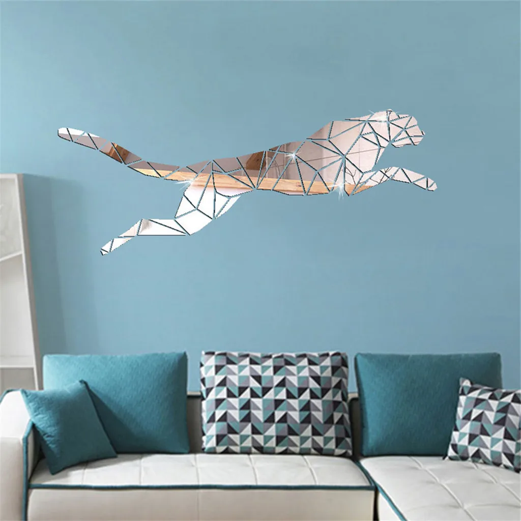 Креативные геометрические зеркальные наклейки с кристаллами Леопардовый цвет