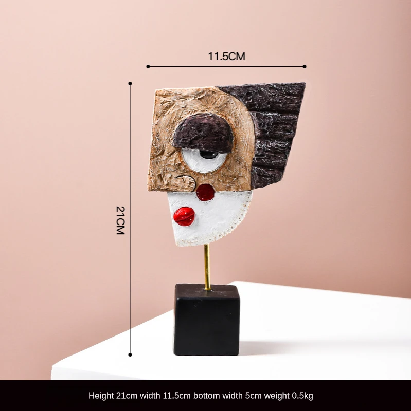 

Resin Face Art Crafts Decorative Traditional Abstract Tabletop &Cabinet Figurines Living Room Home Decoration Ornament