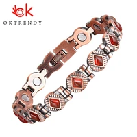 oktrendy natural gem stone copper magnetic bangle bracelet women pure copper magnetic bracelet healing chain wristband