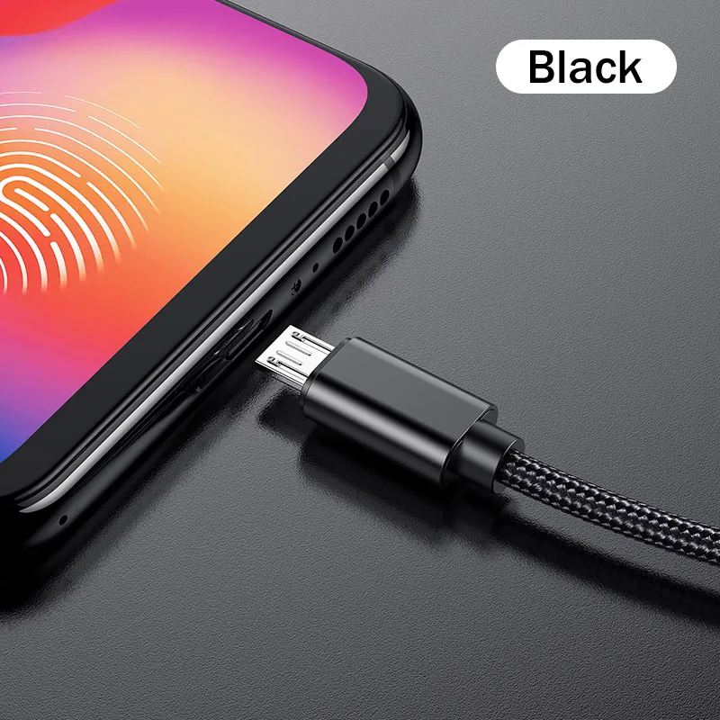1 м кабель Micro USB шнур металлическая нейлоновая оплетка Кабель Microusb для передачи данных и зарядки Micro usb кабель для samsung Xiaomi huawei htc sony Lg - Цвет: Black