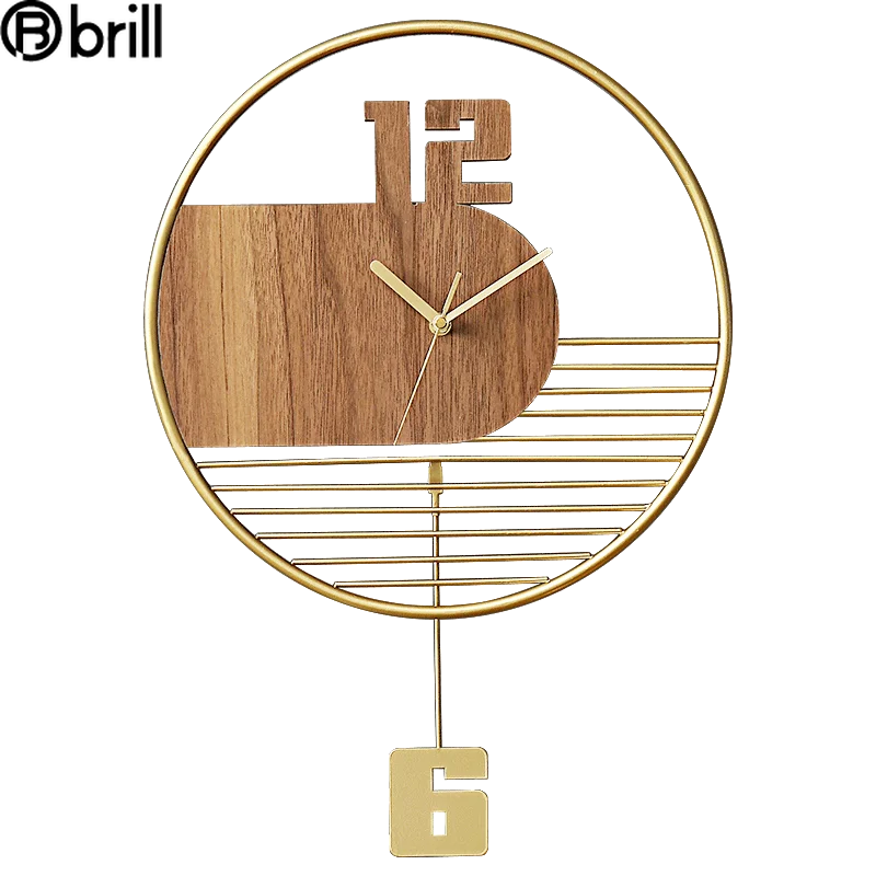 

Creative Nordic Large Wall Clock 3d Modern Metal Wood Clock Mechanism Wall Watches Home Decor Pendule Murale Living Room Gift