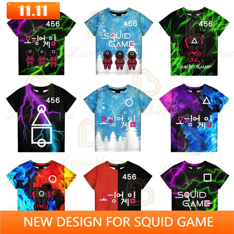 

Korean The Game T-shirt Women Men Tees Movie Children Cute Children Game Men Tops T shirt Kids Child Boys Girls