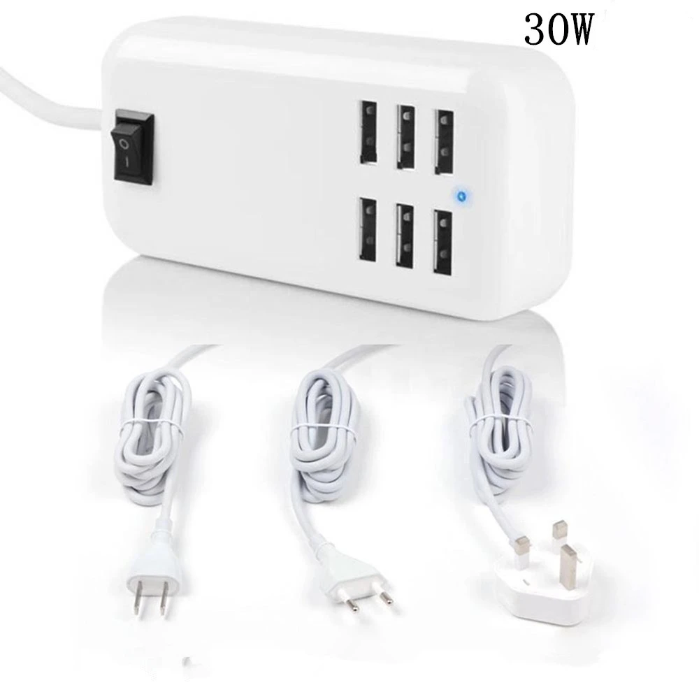 Универсальное портативное быстрое зарядное устройство с 6 USB портами