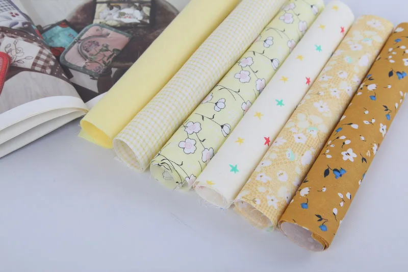 Лоскутные ткани сделай сам 25*25 см желтая саржевая хлопковая ткань шитье ручной