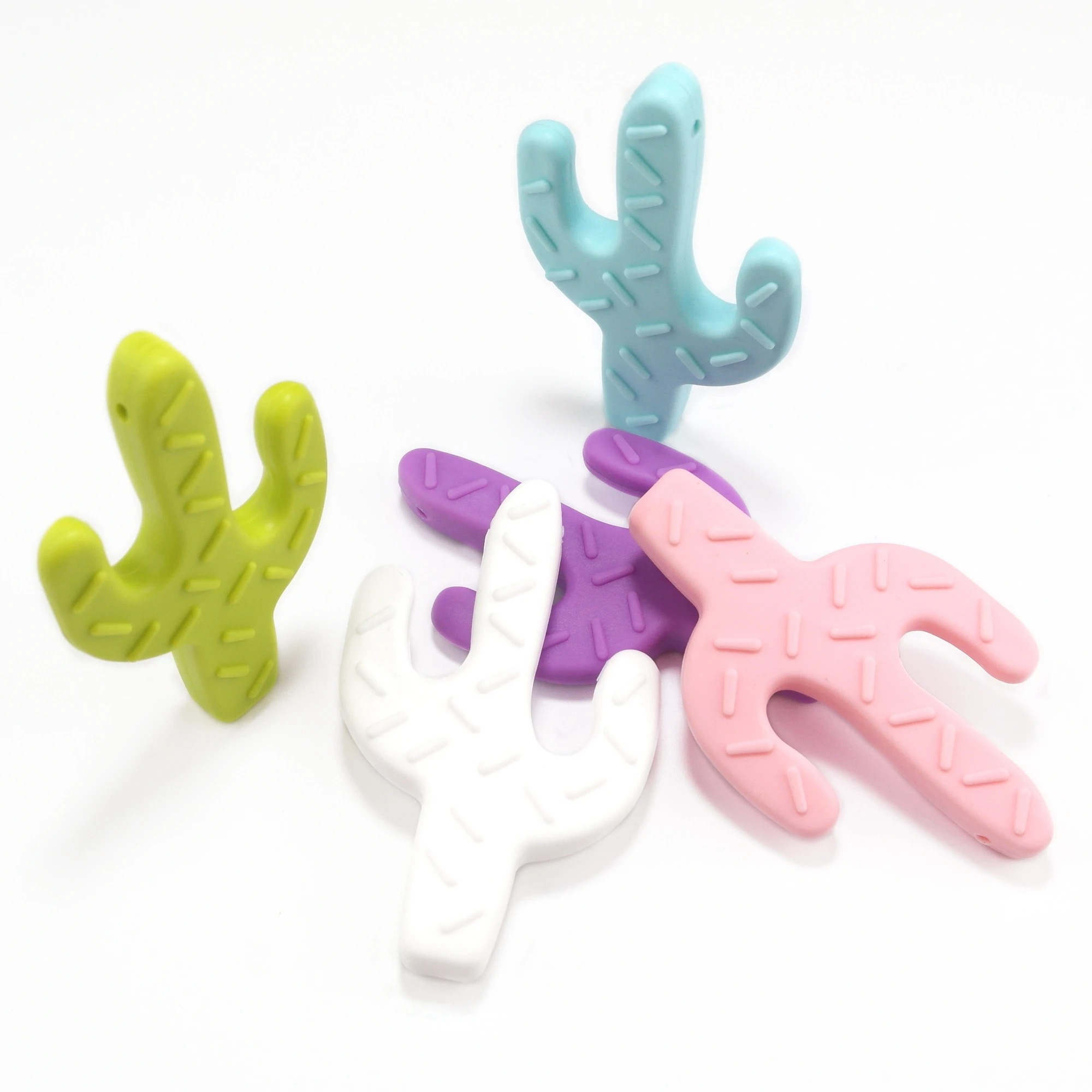 50pcs Baby Nursing Pendant Silicone Cacti BPA Free Silicone Teether Cactus Crib Teething Toys Accessories Baby Teether Charms
