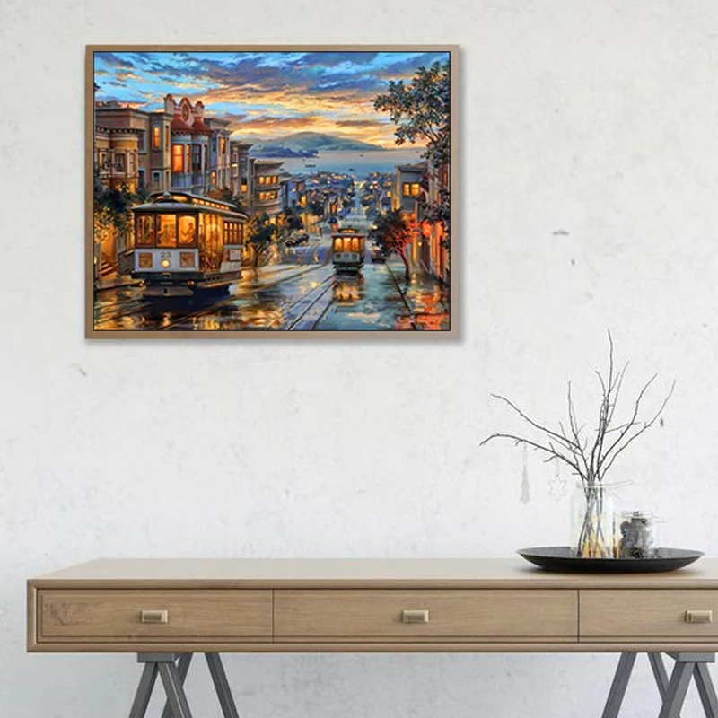 DIY Цифровая картина с изображением улицы города водная лошадь художественное