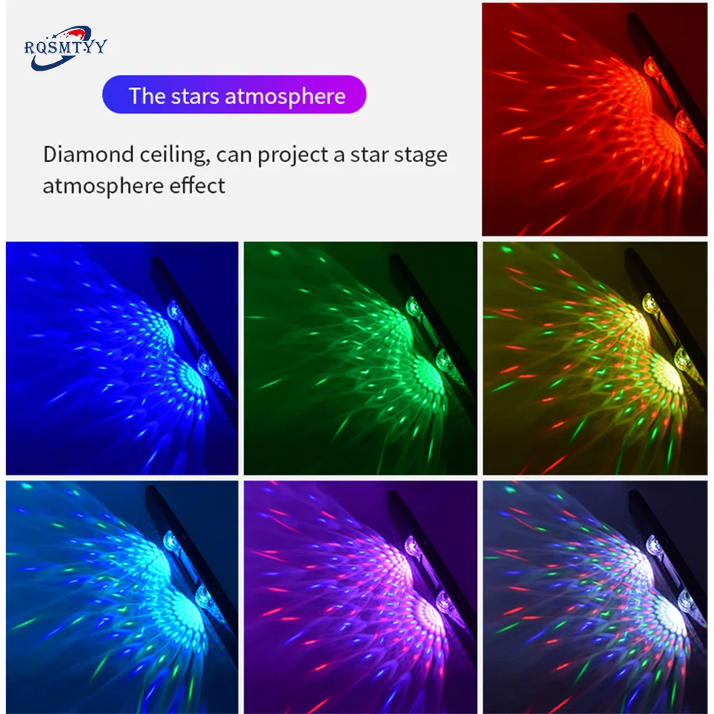 

Car Atmosphere Lights 5 Modes Ambient Lamp with Remote Multi-color Portable Decorative Light for Auto Home USB Rechargeable