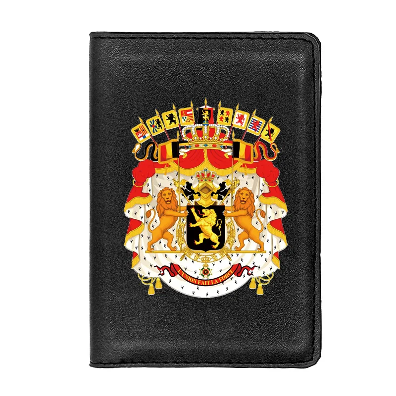 

Classic Fashion Luxury The Kingdom Of Belgium Emblem Printing High Quality Leather Passport Cover Holder Case