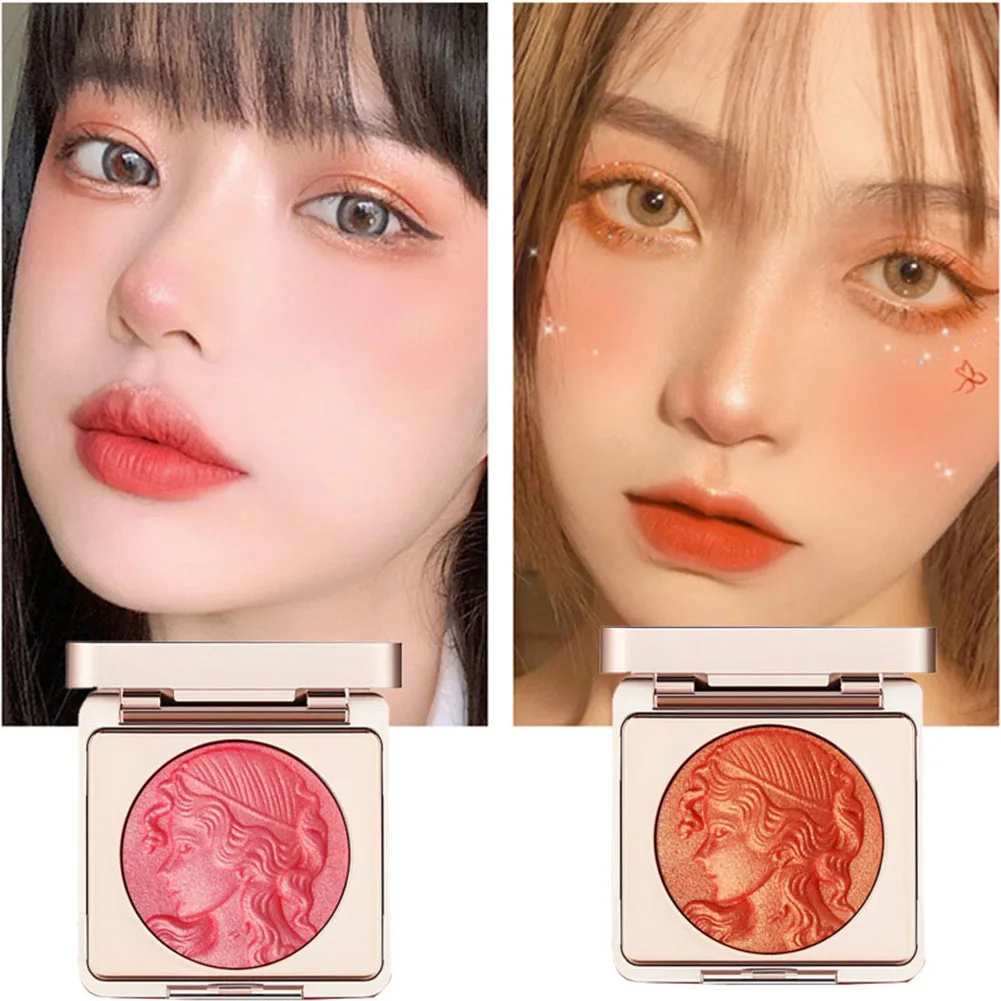 

2-Color Blush Makeup Palette Mineral Powder Red Rouge Lasting Natural Cream Cheek Tint Orange Peach Pink Blush Cosmetic