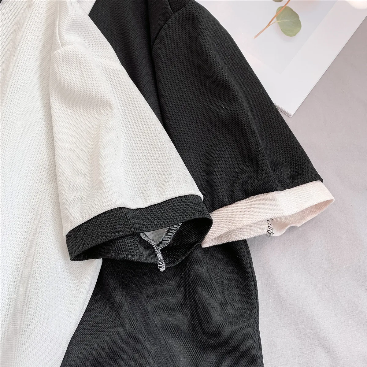 Мужские однотонные шорты с рукавами корейская мода рубашка поло для студентов