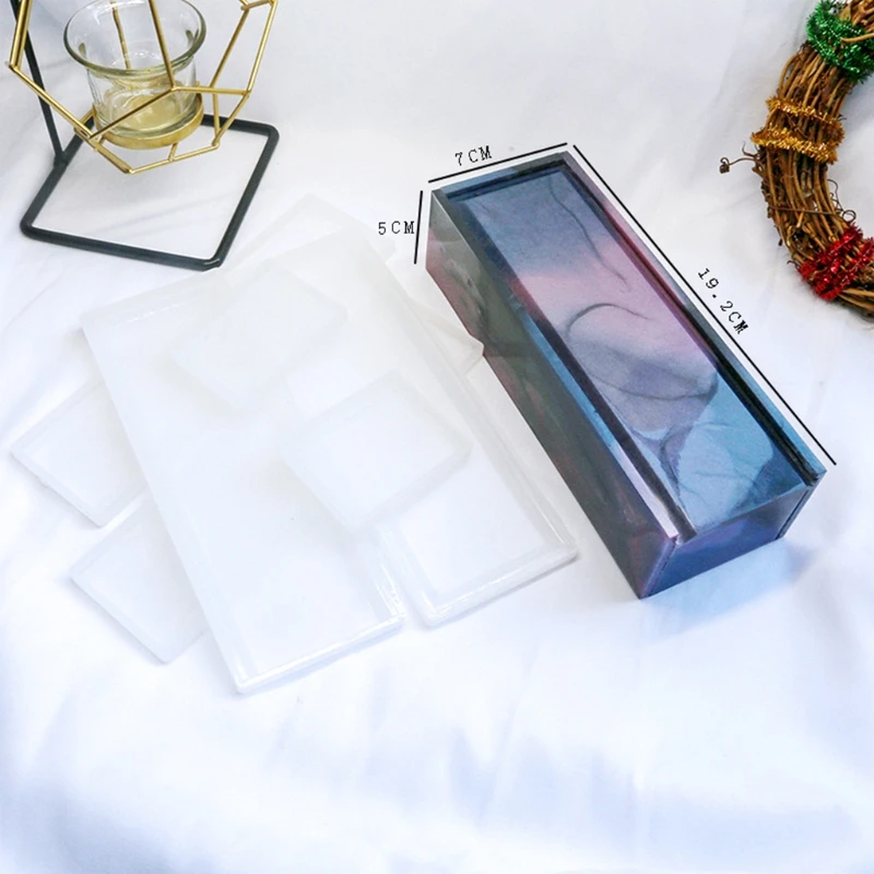 

OIdorless 1 Pcs Silicone Mould Domino Box OIdorless Epoxy Crystal Resin Mold for Jewelry Trinket Storage Box T21C