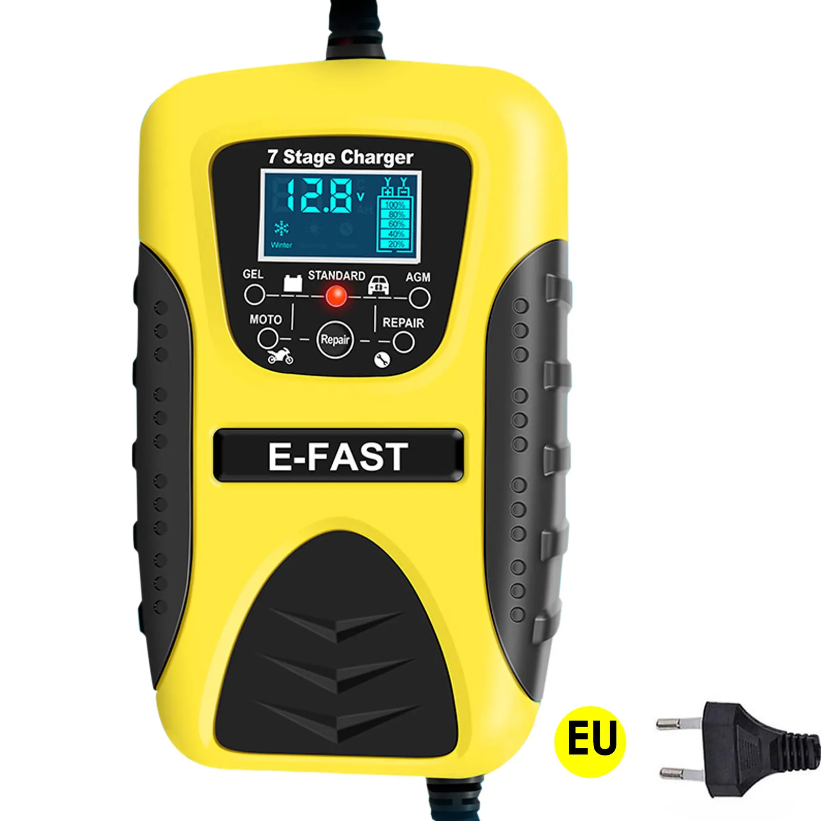 

7-Stage Pulse Car Battery Charger 12V 7A Multi function Lead-acid Auto Motorcycle Battery Charger EU Plug Car Accessories