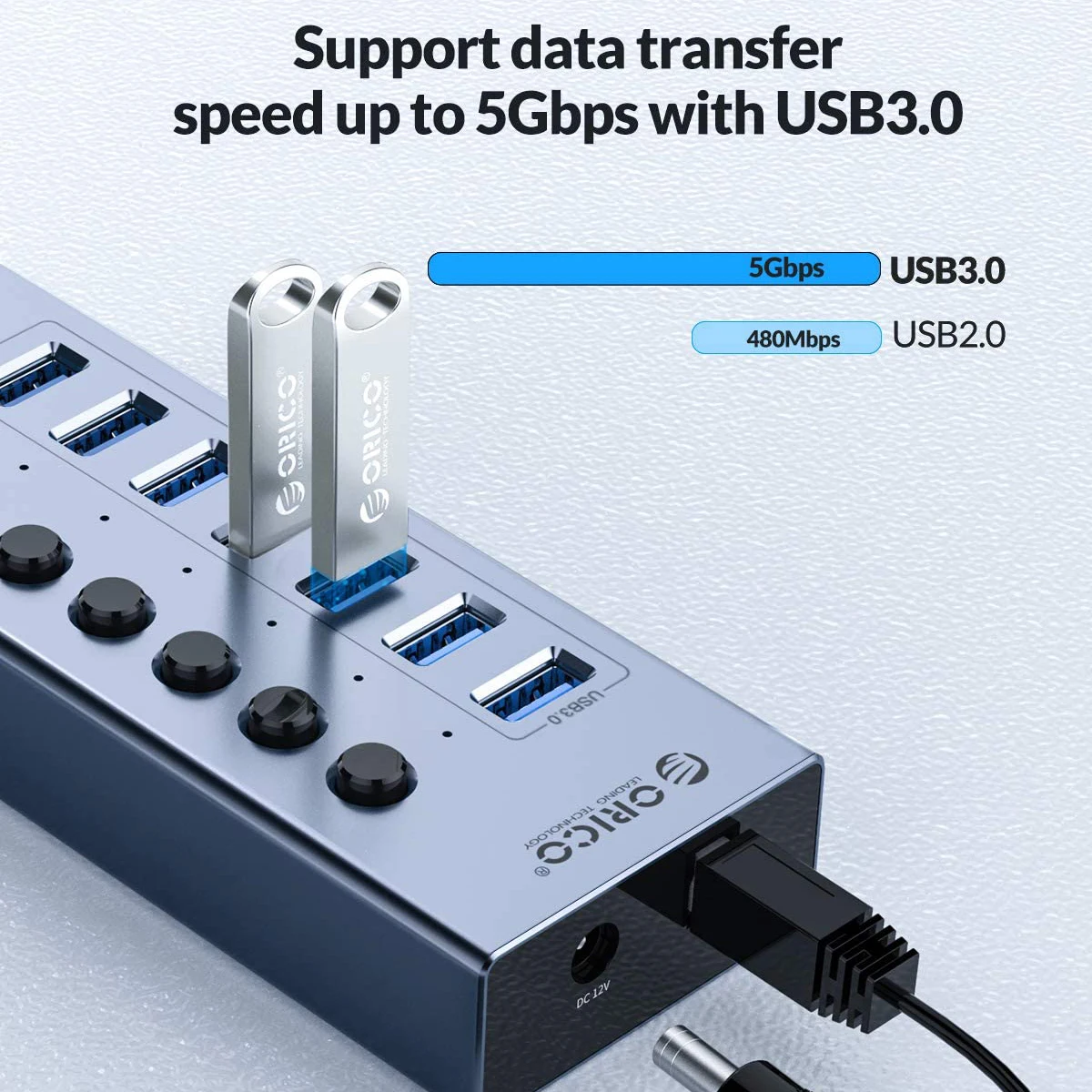 USB-Концентратор ORICO на 7/13 портов с функцией быстрой зарядки | Компьютеры и офис