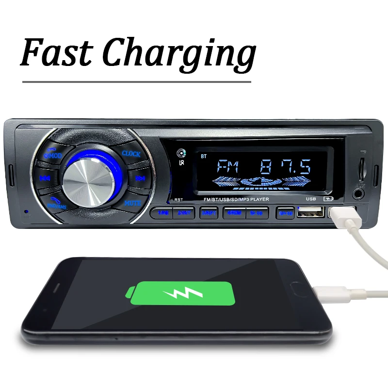 Hippcron Автомагнитола стерео приемник 1 DIN FM Bluetooth MP3 аудио плеер сотовый телефон