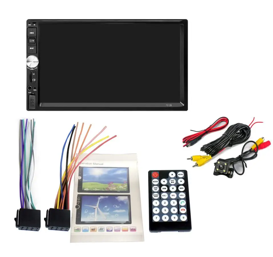 With Camera 2 din автомагнитола coche recorder Bluetooth 2din 12 В плеер " HD сенсорный экран MP3 MP5 Авто аудио стерео TF USB FM Авторадио 7012b - Цвет: With Camera