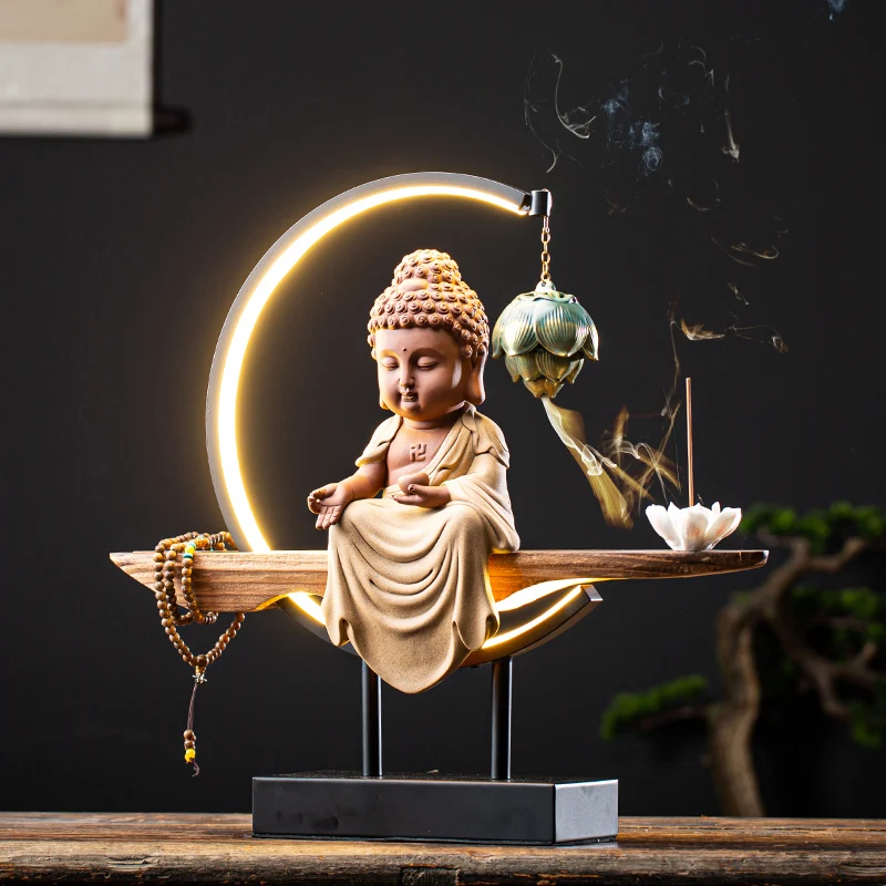 Modern Buddha Incense Burner Ceramic Waterfall Backflow Hanging Lotus Smoke Fountain Insensario Home Decor EF50XL | Дом и сад